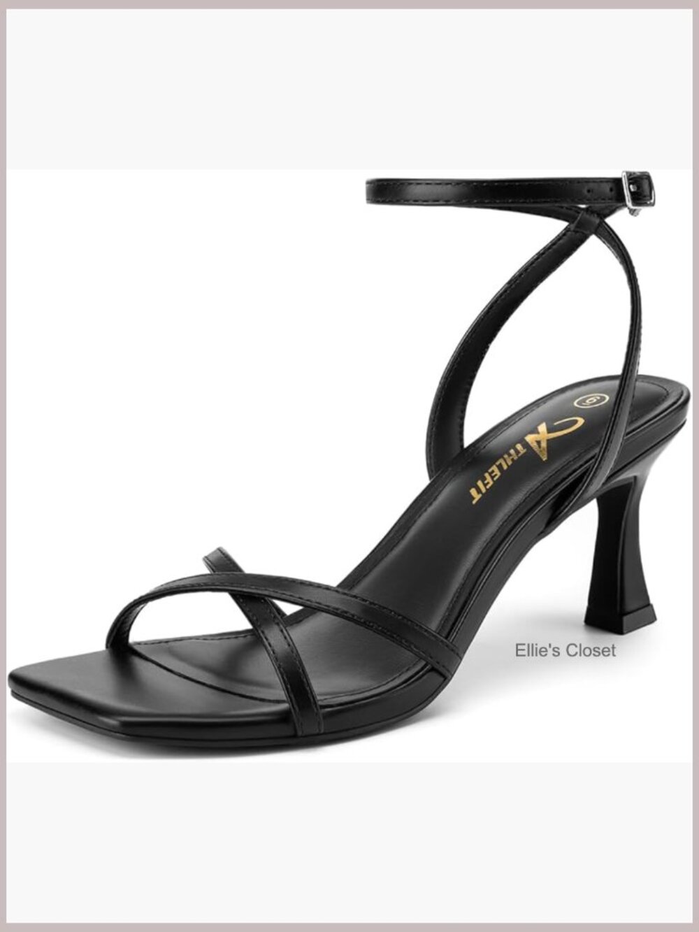 Kitten Heels Square Open Toe Strappy Heeled Sandals Ankle Strap Dress Heels